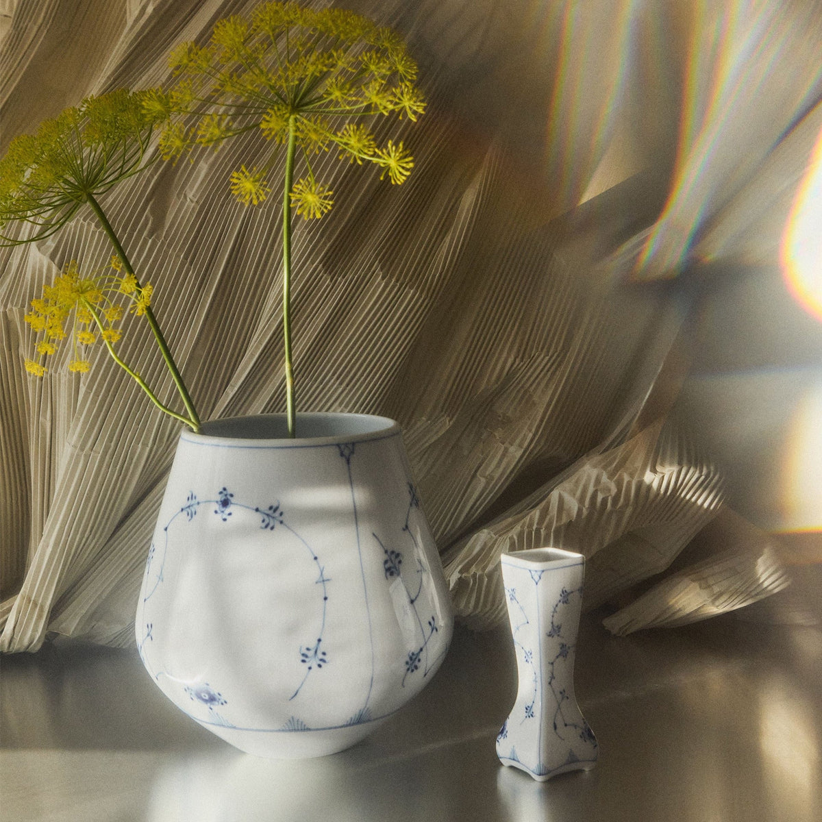 Blue Fluted Plain Vase, 20.5 cm - US 8508