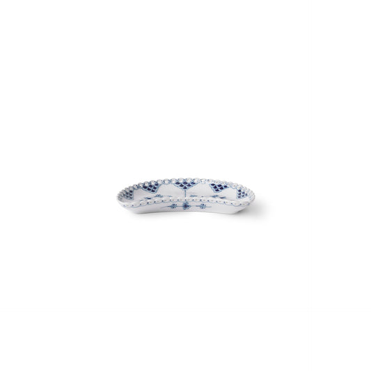 Blue Fluted Full Lace Half Moon Dish, 22 cm - US 0989