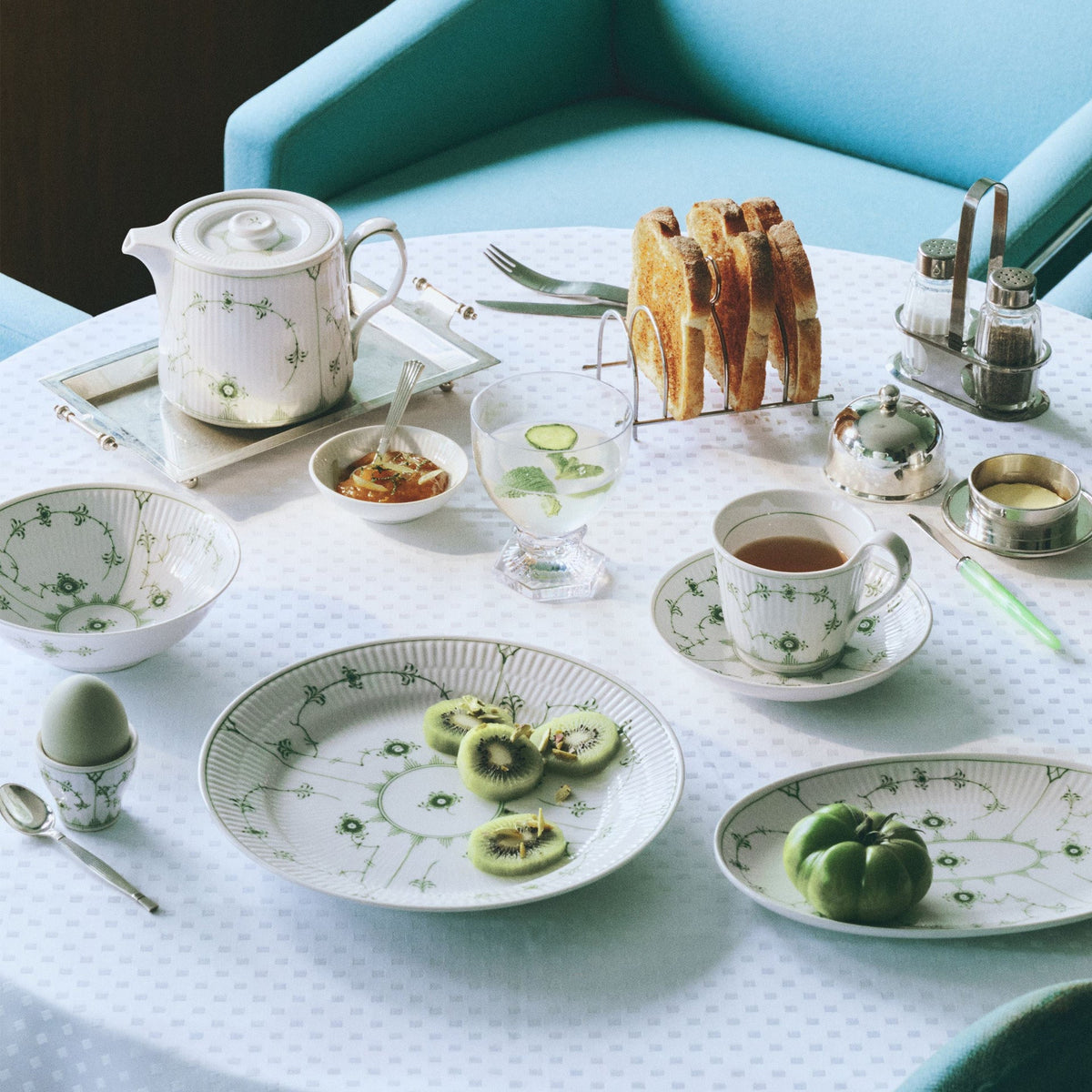 Green Fluted Plain Assiette, 23.5 cm - US 1108