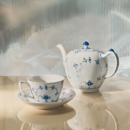 Blue Fluted Plain Cup and Saucer, 28 cl - US 2216