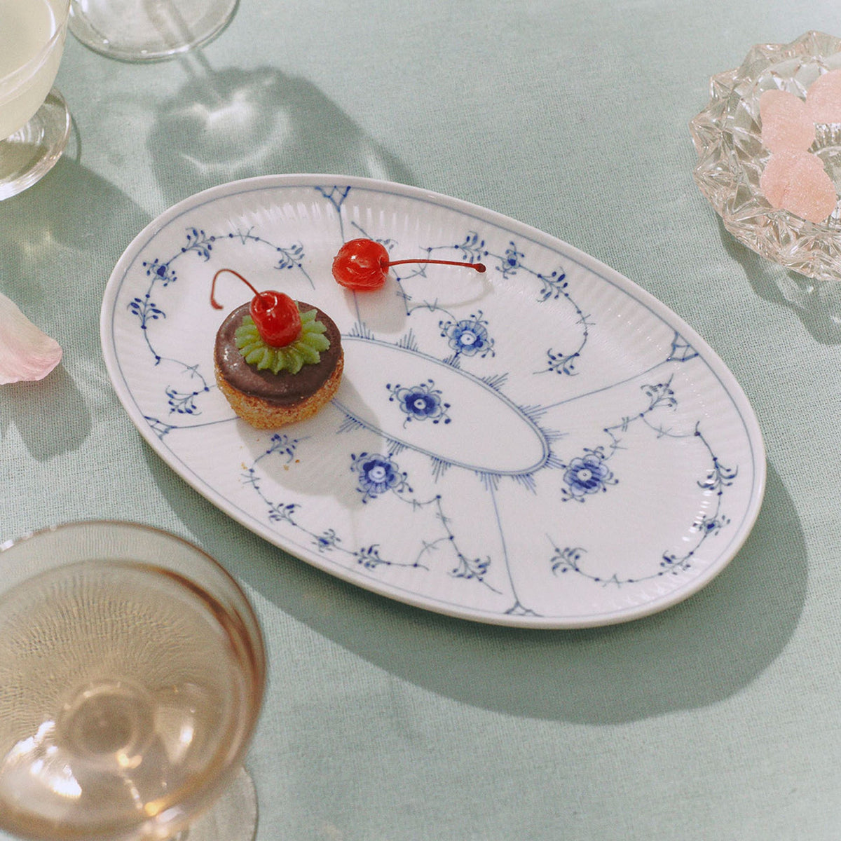 Blue Fluted Plain Assiette, 23.5 cm - US 4359