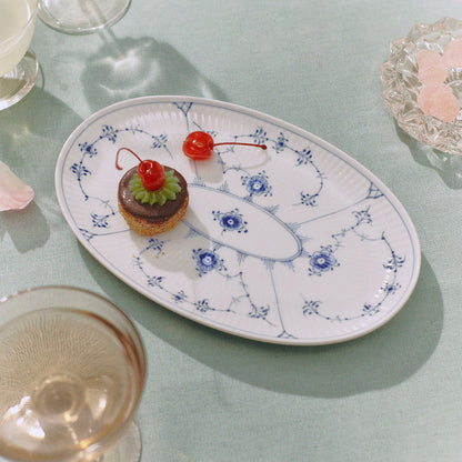 Blue Fluted Plain Assiette, 23.5 cm - US 4359