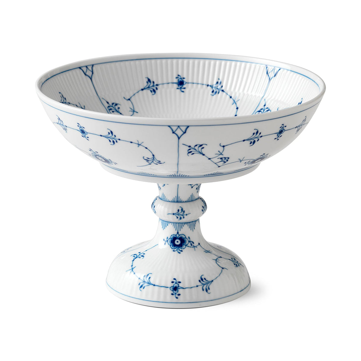 Blue Fluted Plain Bowl on High Foot, 80 cl - US 7308