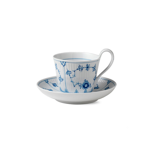 Blue Fluted Plain High Handle Cup and Saucer, 24 cl - US 1813