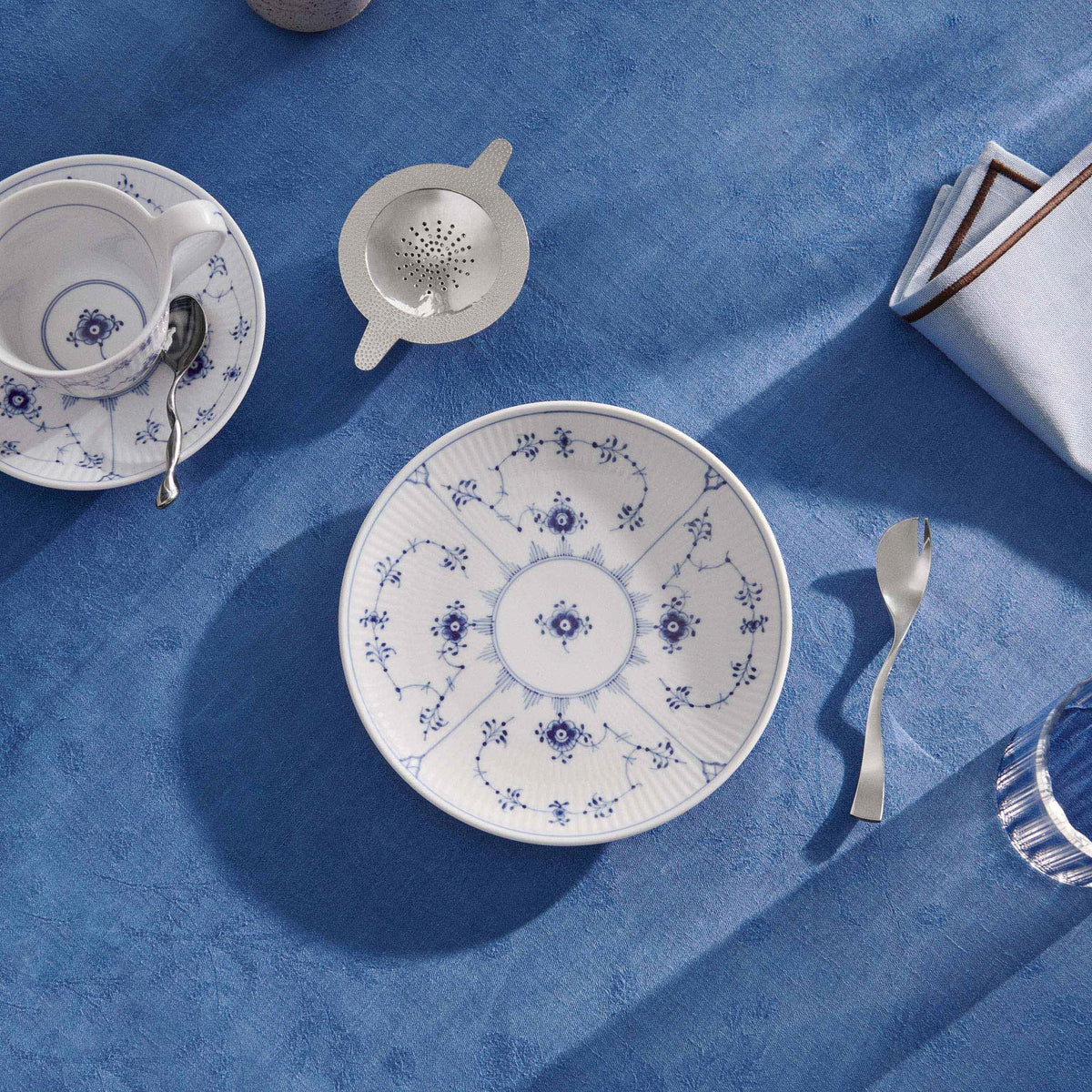 Blue Fluted Plain High Handle Cup and Saucer, 24 cl - US 1813