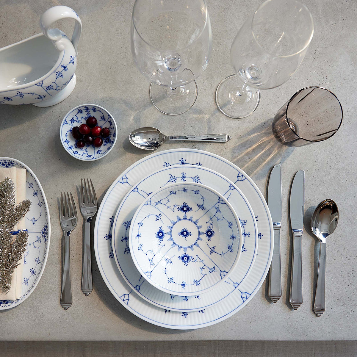 Blue Fluted Plain Bowl, 35 cl - US 1040