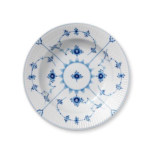 Blue Fluted Plain Deep Plate, 23 cm - US 0704
