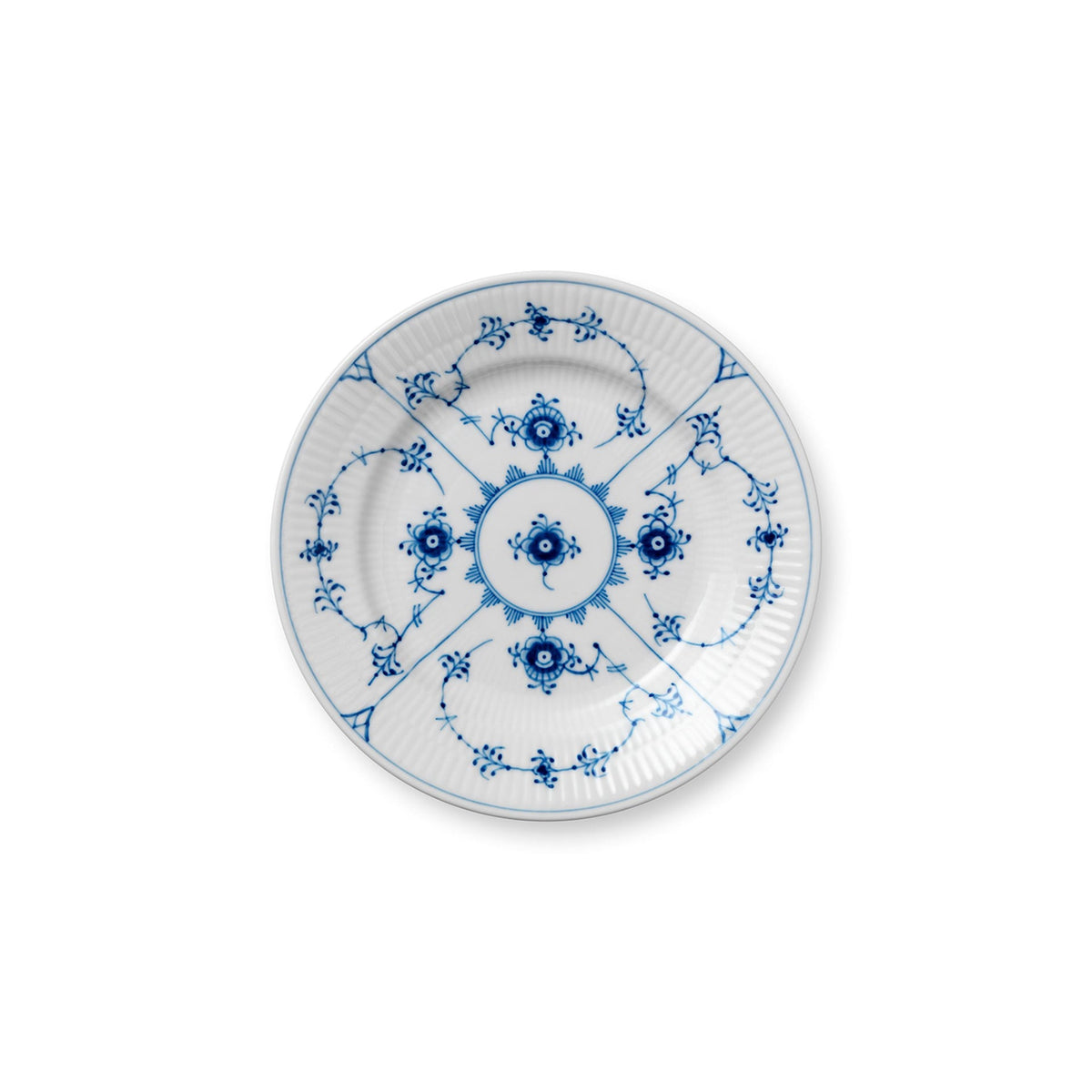 Blue Fluted Plain Plate, 17 cm - US 3306