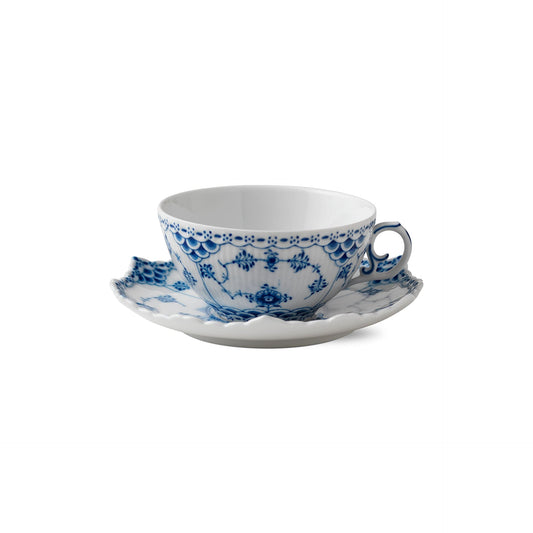Blue Fluted Full Lace Cup and Saucer, 20 cl - US 3917