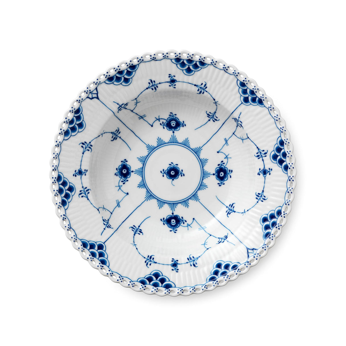 Blue Fluted Full Lace Deep Plate, 23 cm - US 0792