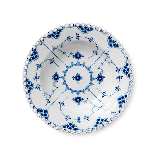 Blue Fluted Full Lace Deep Plate, 23 cm - US 0792