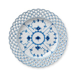 Blue Fluted Full Lace Plate with Double Lace Border, 25 cm - US 2131
