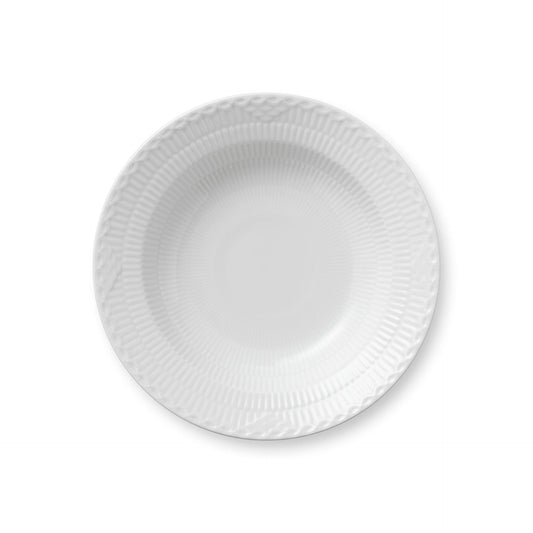 White Fluted Half Lace Deep Plate, 21 cm - US 3736