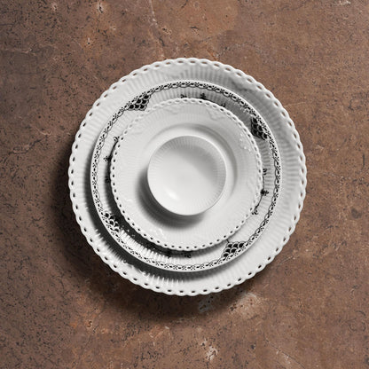 White Fluted Half Lace Plate, 17 cm - US 8696