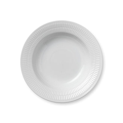 White Fluted Deep Plate, 21 cm - US 0234