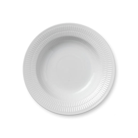White Fluted Deep Plate, 21 cm - US 0234