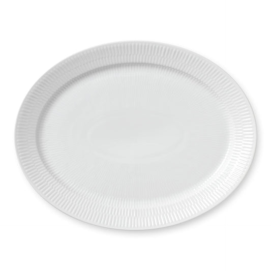 White Fluted Dish, 35 cm - US 7887