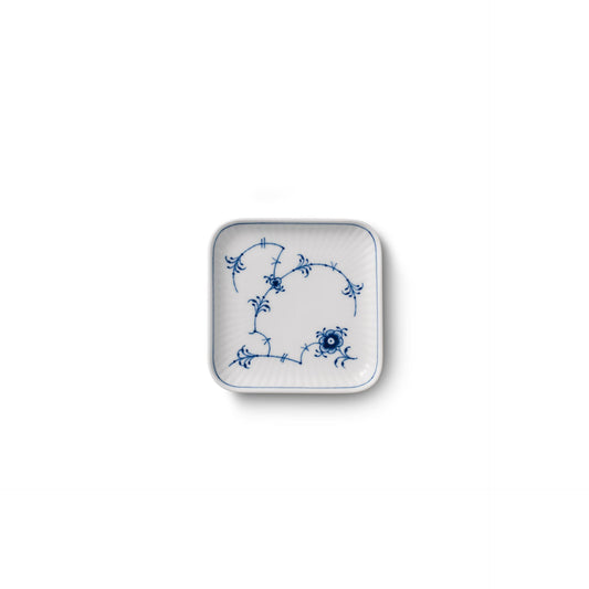 Blue Fluted Plain Square Assiette, 10 cm - US 6584