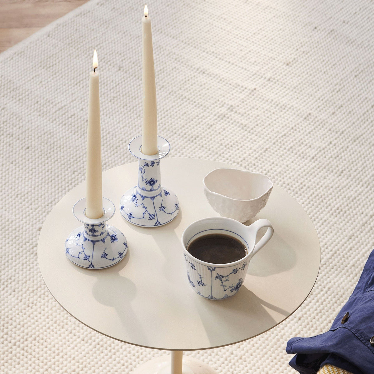 Blue Fluted Plain Candle Holder, 11.5 cm - US 9231