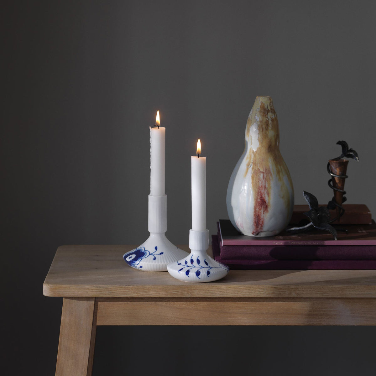 Blue Fluted Mega Candle Holder, 8 cm - US 5680