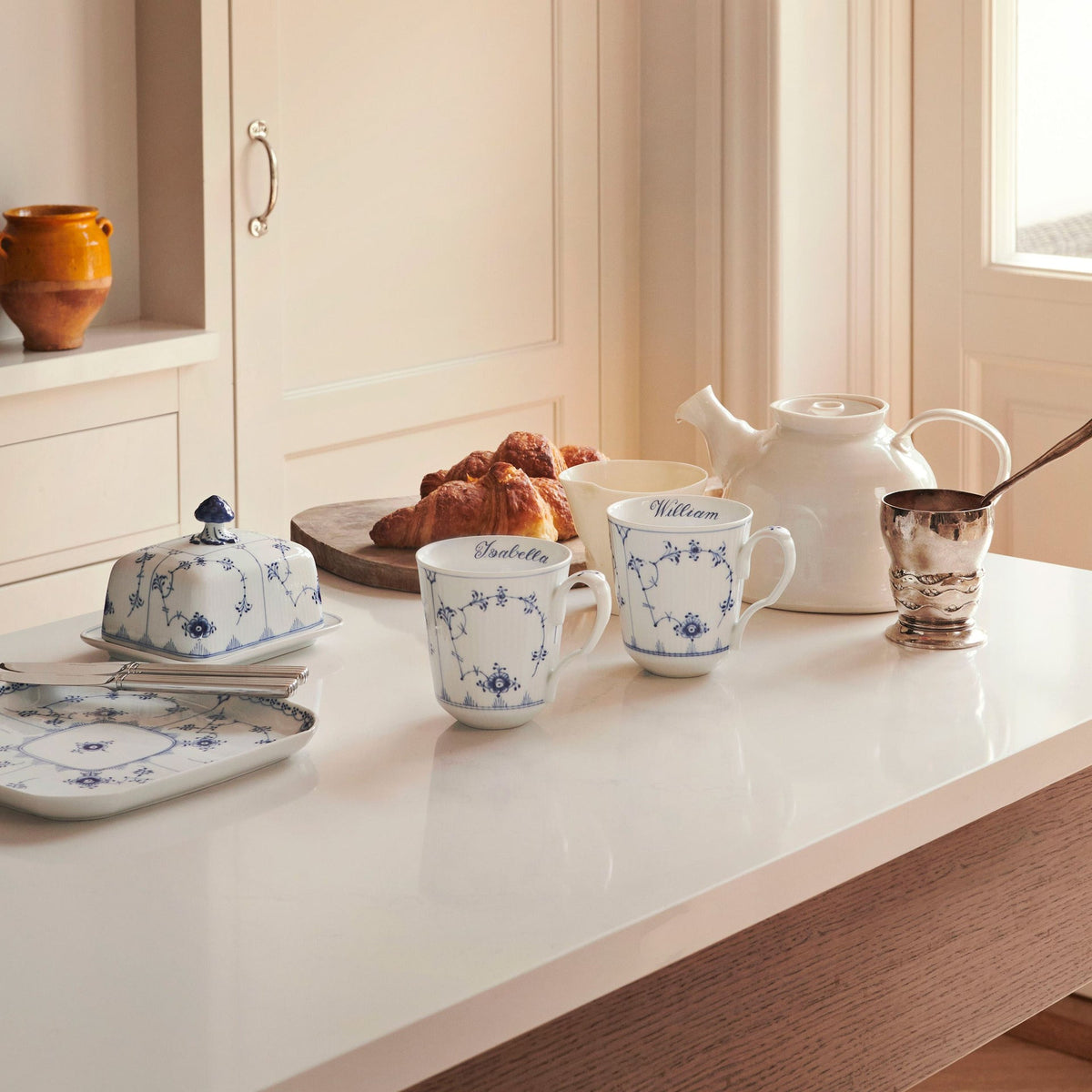 Blue Fluted Plain Cup, Bespoke, 37 cl, 2 pcs - US 7146