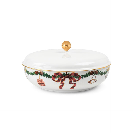 Star Fluted Christmas Bowl with Lid, 21 cm - US 3692