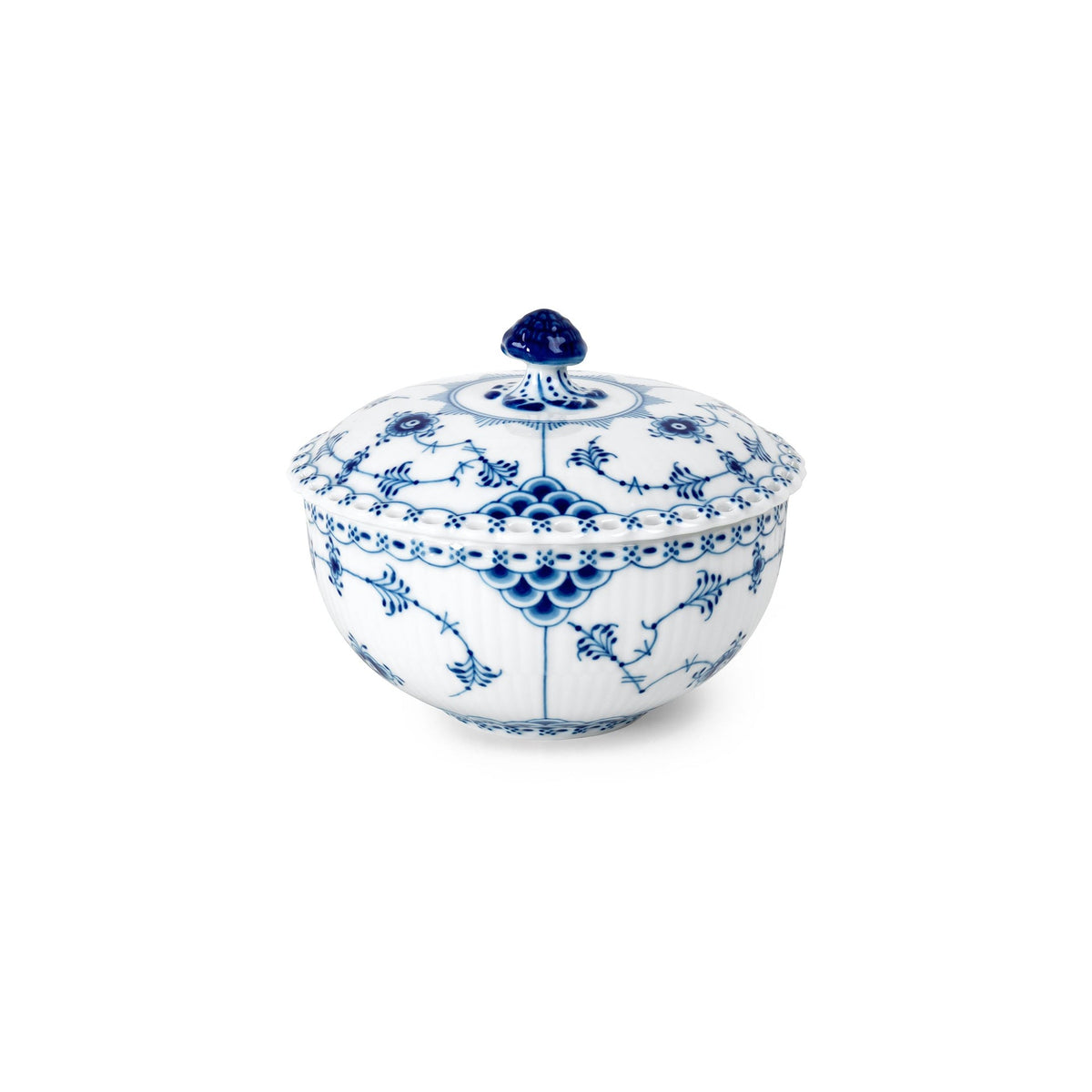 Blue Fluted Full Lace Bowl with Lid, 35 cl - US 8198
