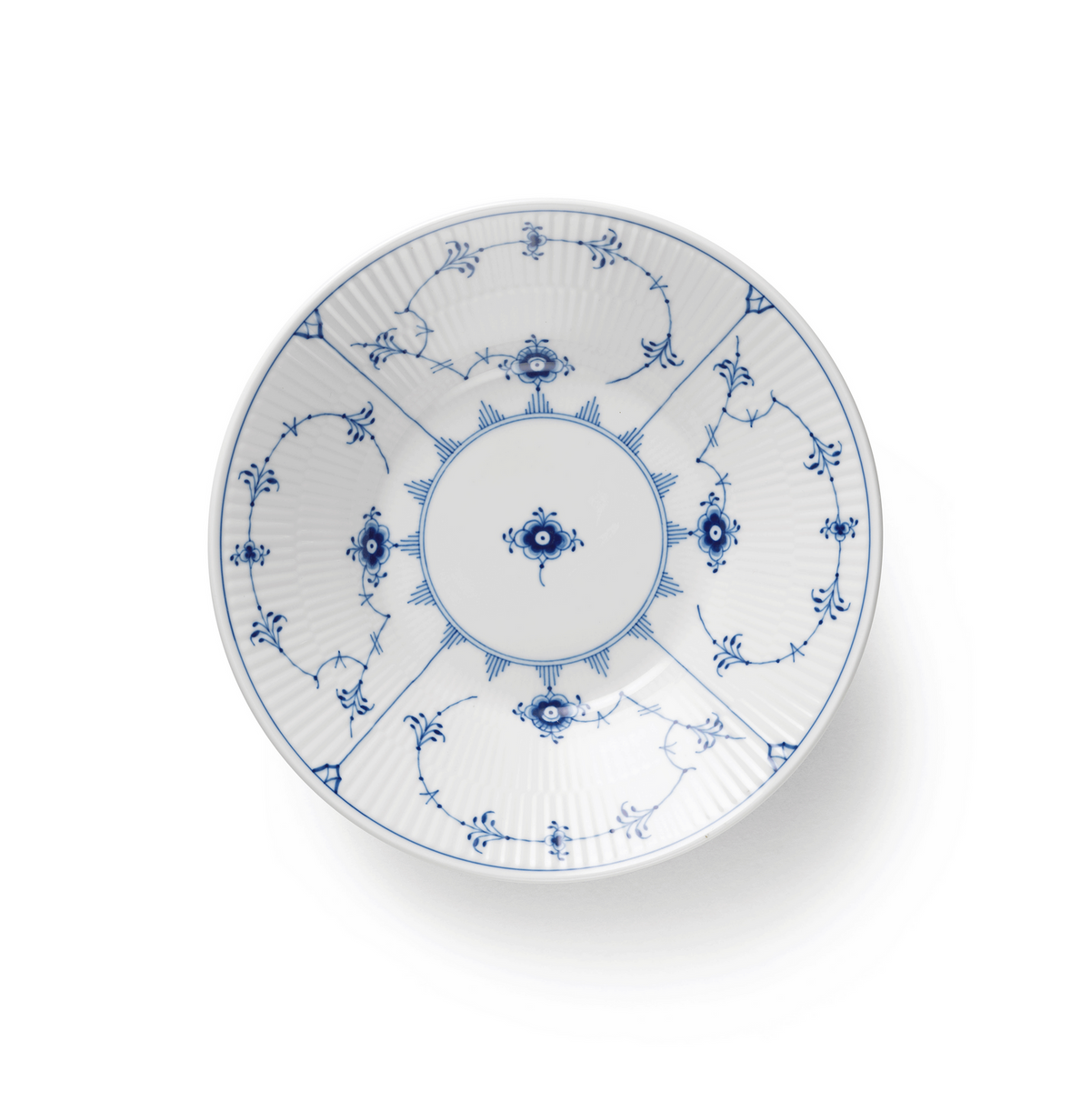 Blue Fluted Plain Deep Plate, 21 cm - US 0013