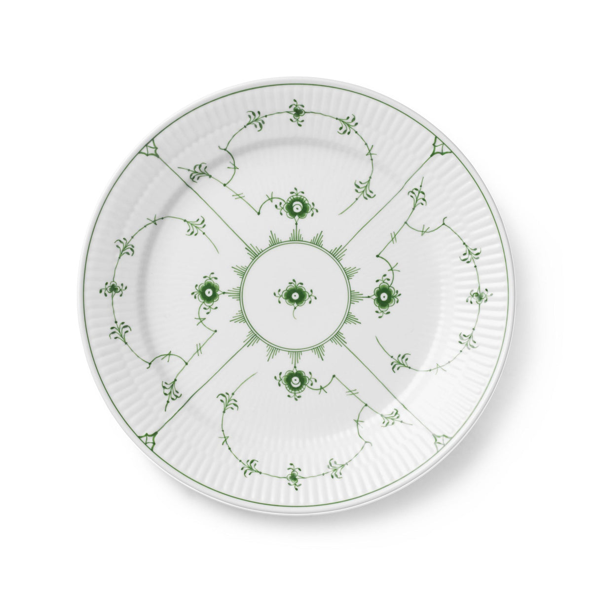 Green Fluted Plain Plate, 25 cm - US 5921