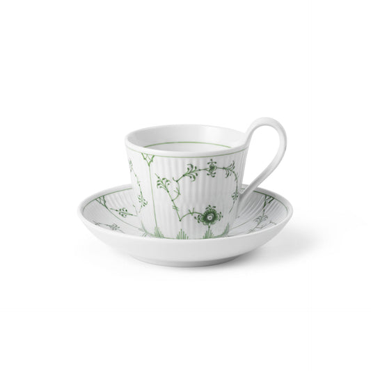 Green Fluted Plain Cup and Saucer, 24 cl - US 0900