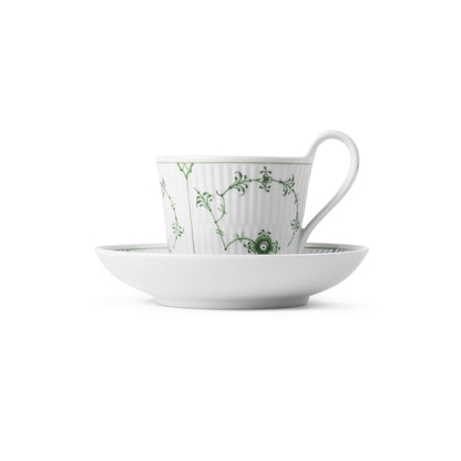 Green Fluted Plain Cup and Saucer, 24 cl - US 0900