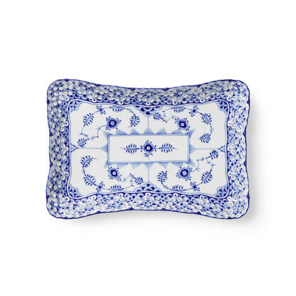 Blue Fluted Full Lace Square Dish, 23.5 cm - US 7812