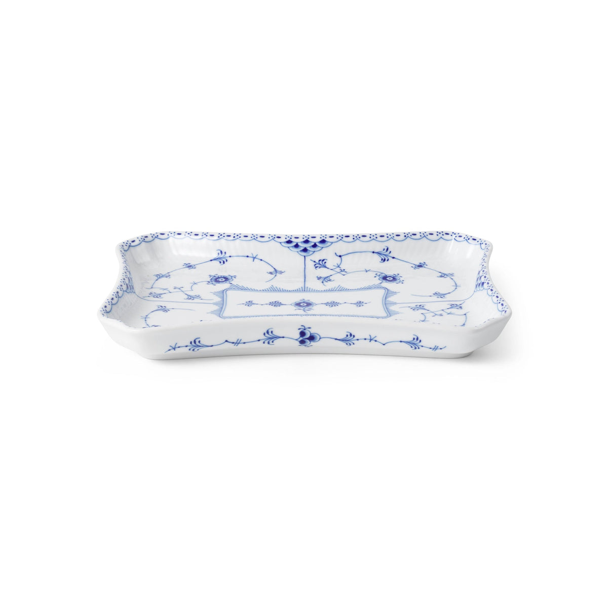 Blue Fluted Half Lace Square Dish, 24.5 cm - US 8612