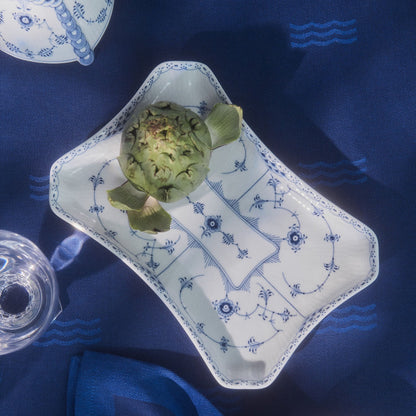Blue Fluted Half Lace Square Dish, 24.5 cm - US 8612