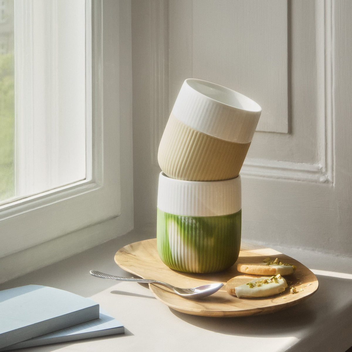 Fluted Contrast Mug, Sand, 35 cl - US 4952