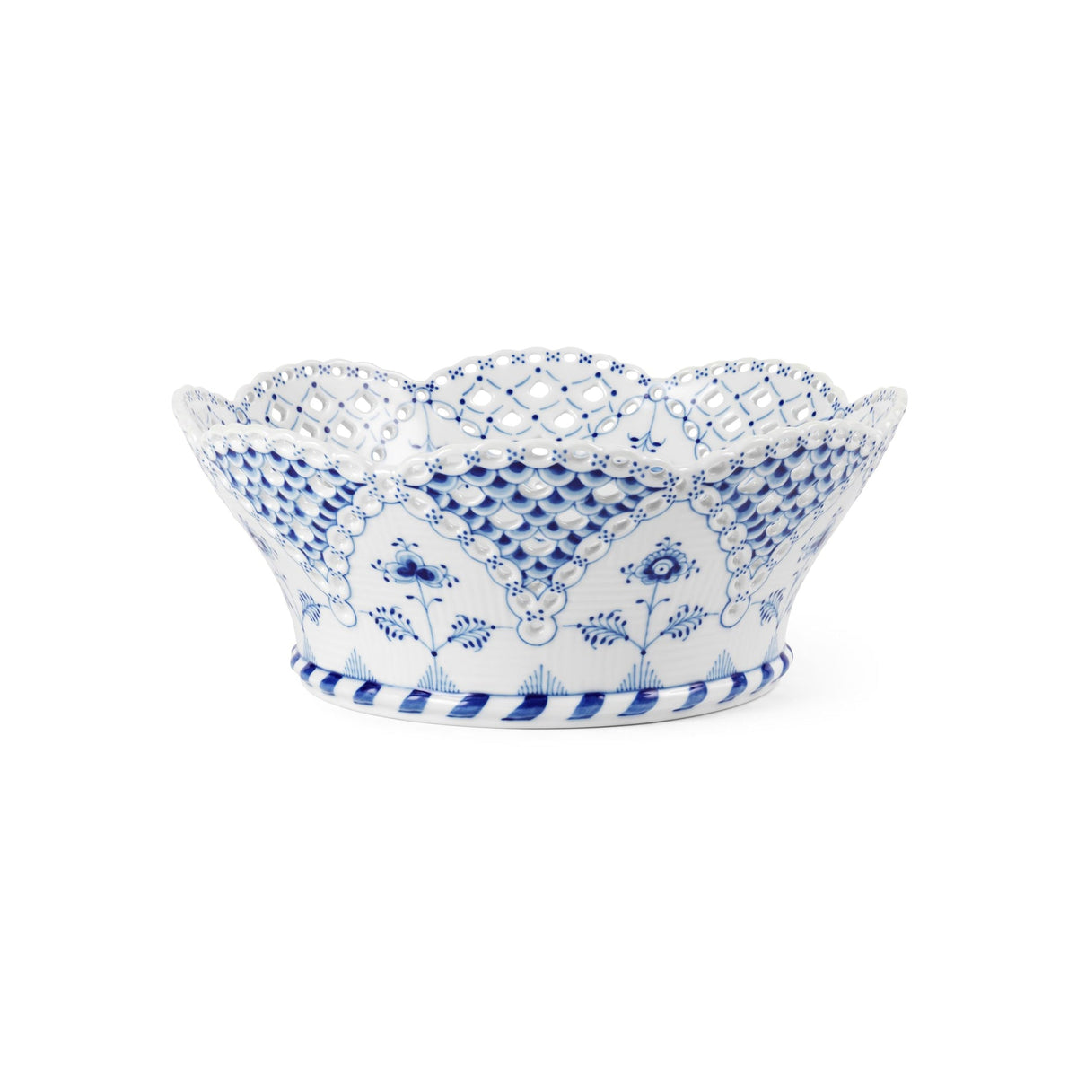 Blue Fluted Full Lace Fruit Basket, 23 cm - US 2360