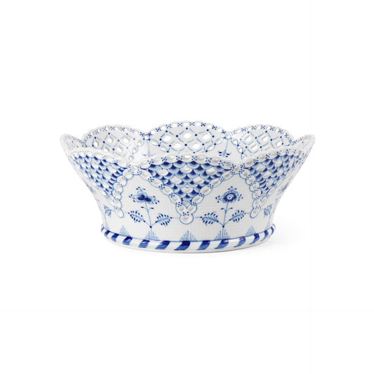 Blue Fluted Full Lace Fruit Basket, 23 cm - US 2360