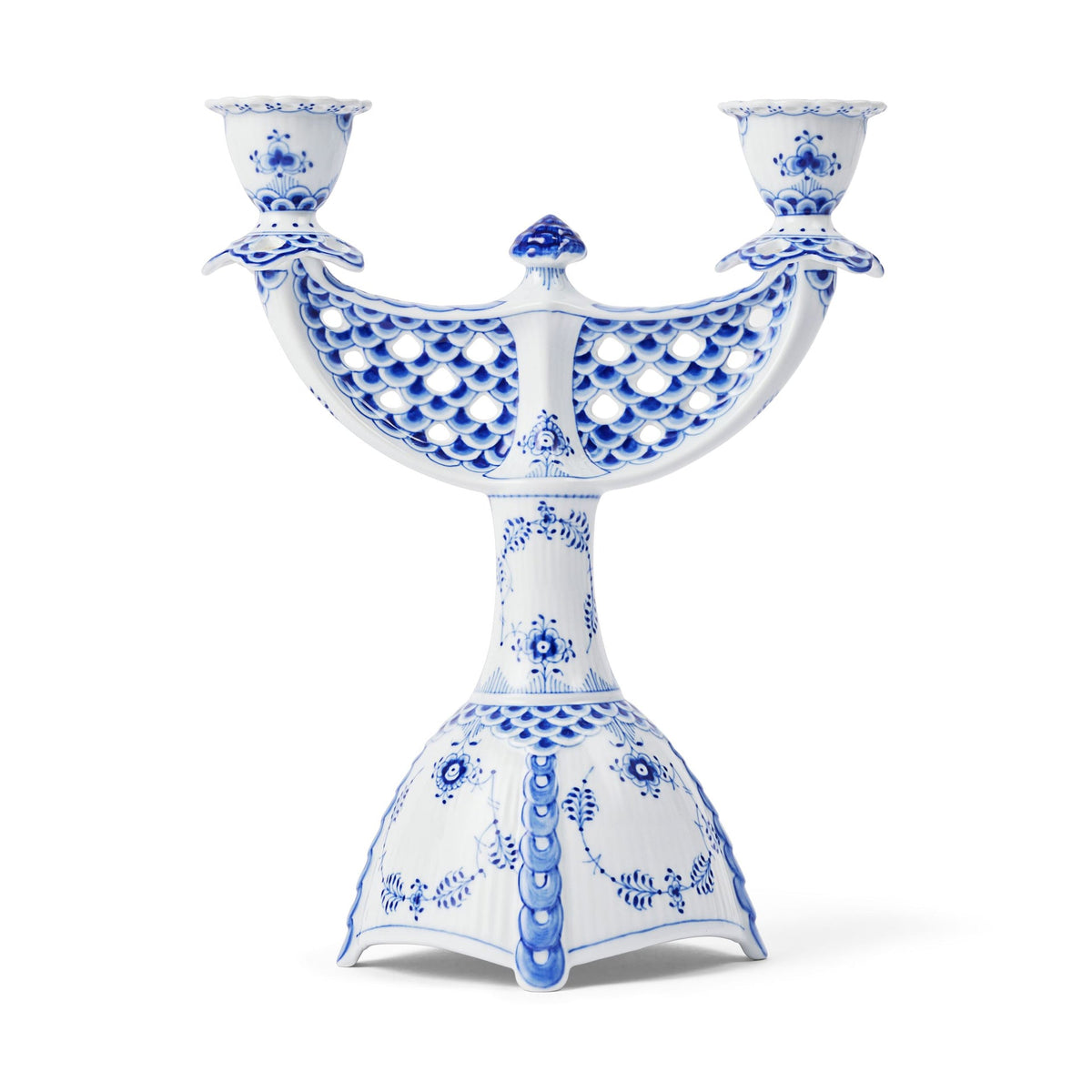 Blue Fluted Full Lace Candelabra, 25.5 cm - US 5303