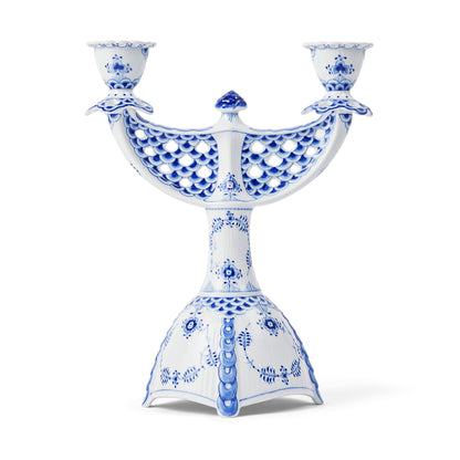 Blue Fluted Full Lace Candelabra, 25.5 cm - US 5303