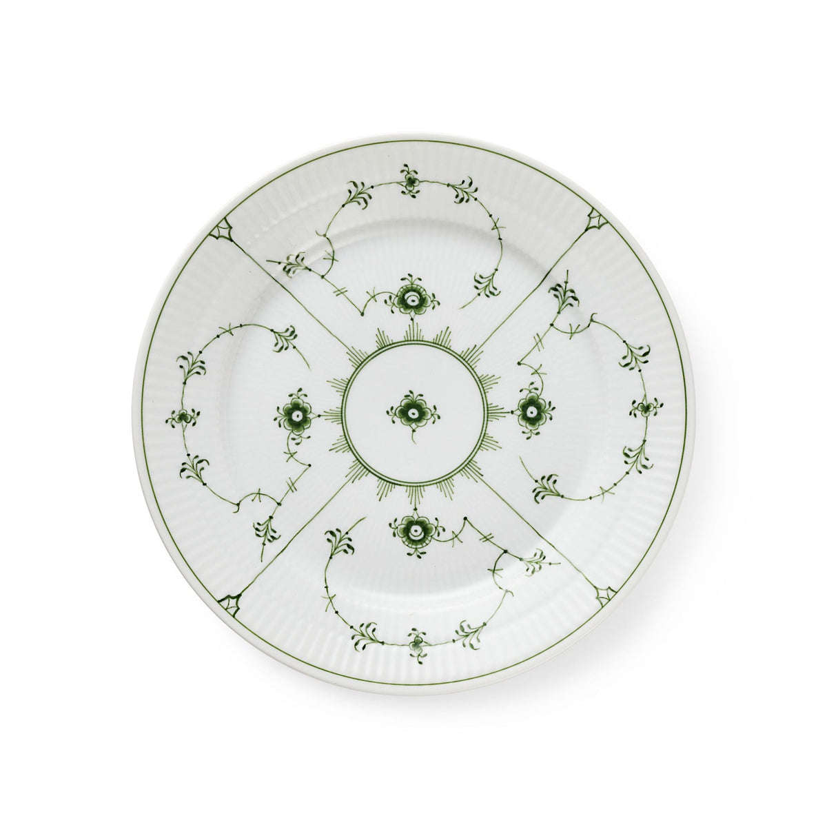 Green Fluted Plain Plate, 22 cm - US 7134